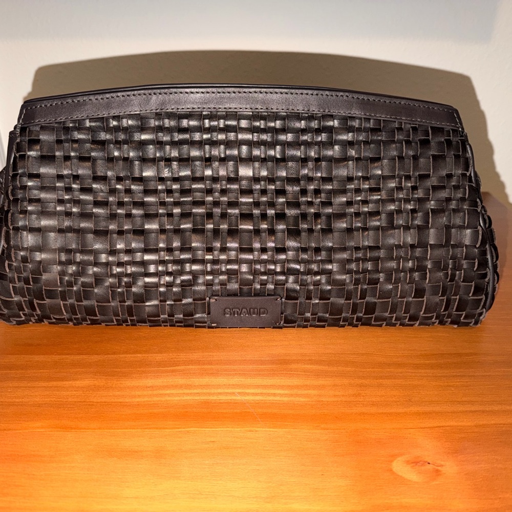 STAUD Brown Woven Leather Clutch Bag - Picture 3 of 12